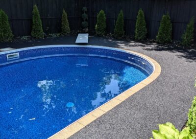 Poolside rubber paving surfaces